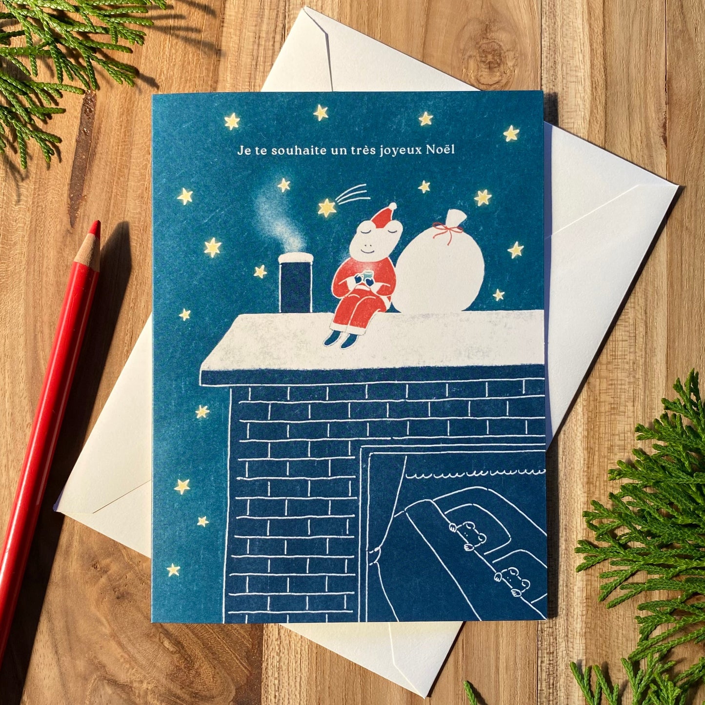 Christmas Card - Frog Santa EN/FR