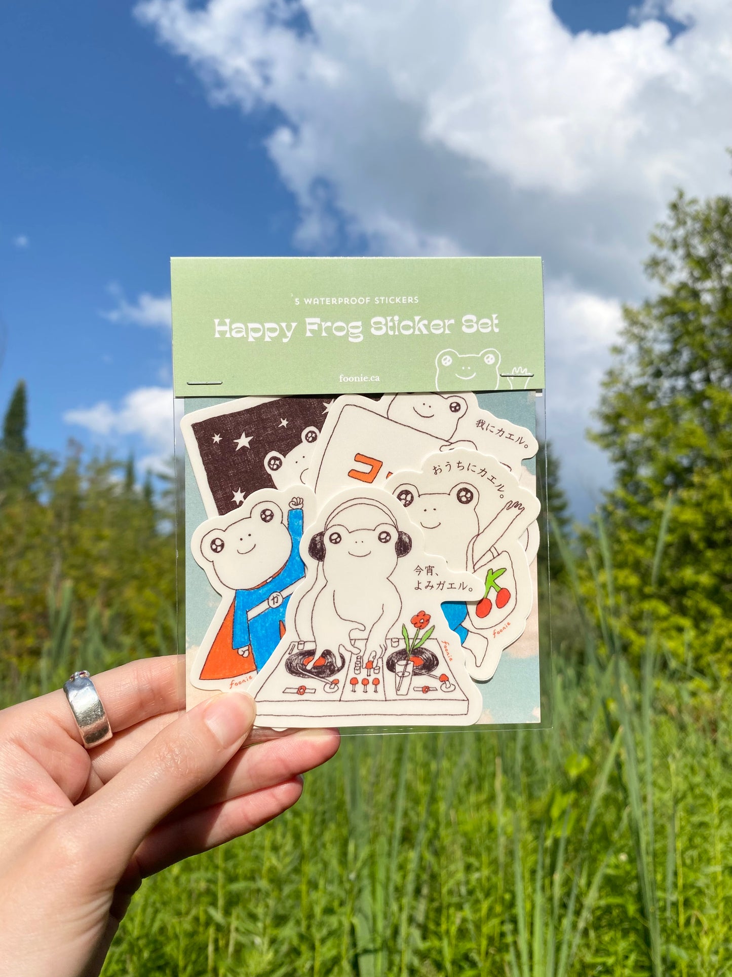 Happy Frog Sticker Set (5 Waterproof Stickers)