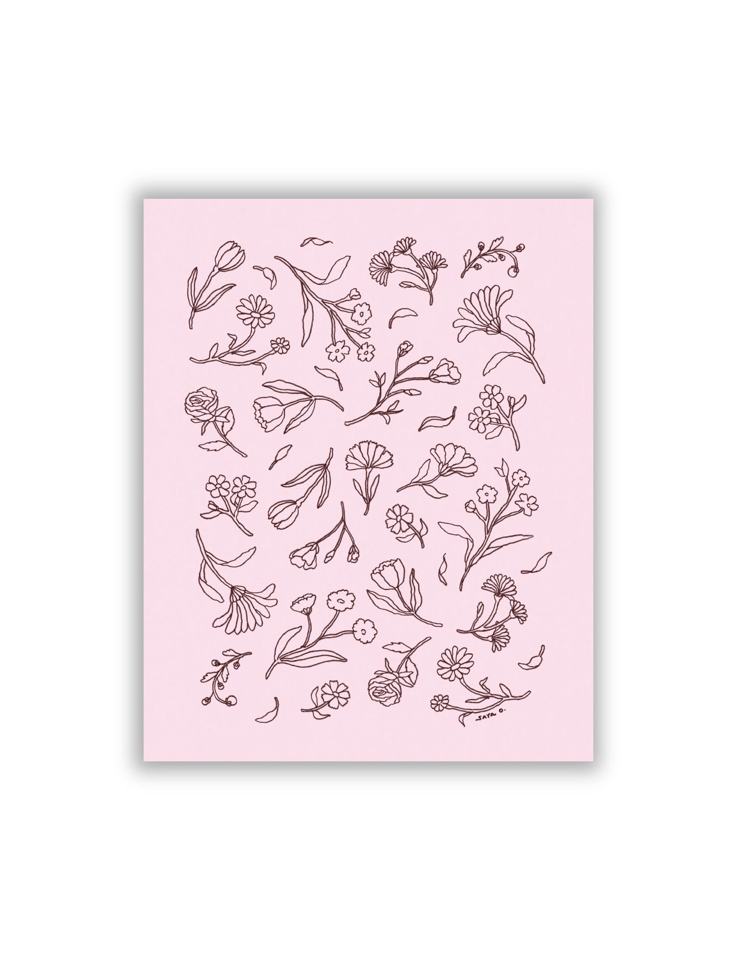 Flowers (Soft Pink) Print 8 x 10"