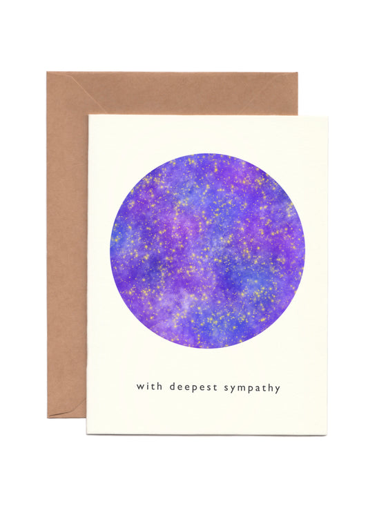 Simple sympathy card with the universe cropped into circle 