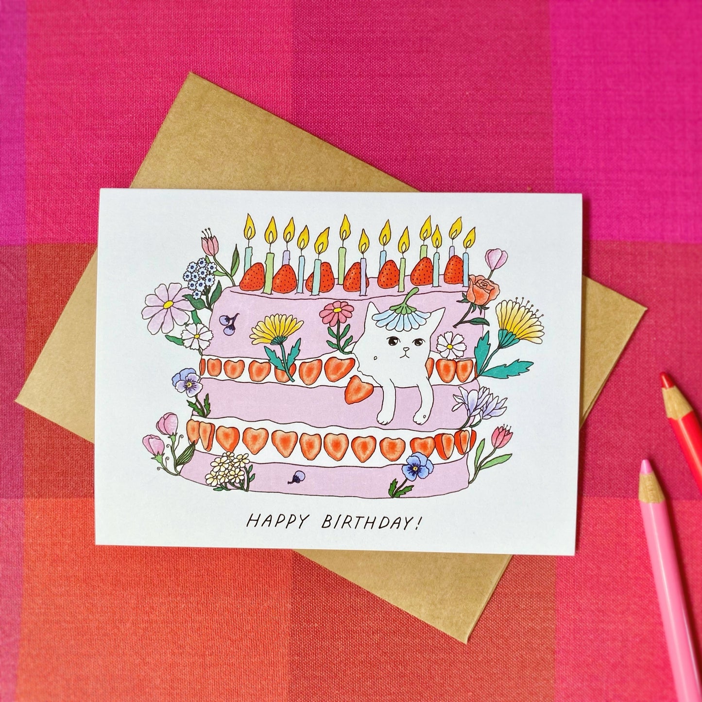 Birthday Card - Cat Cake EN/FR