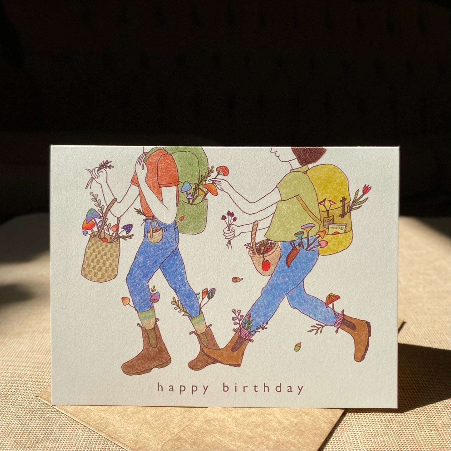 Birthday Card - Mushroom Picking EN/FR
