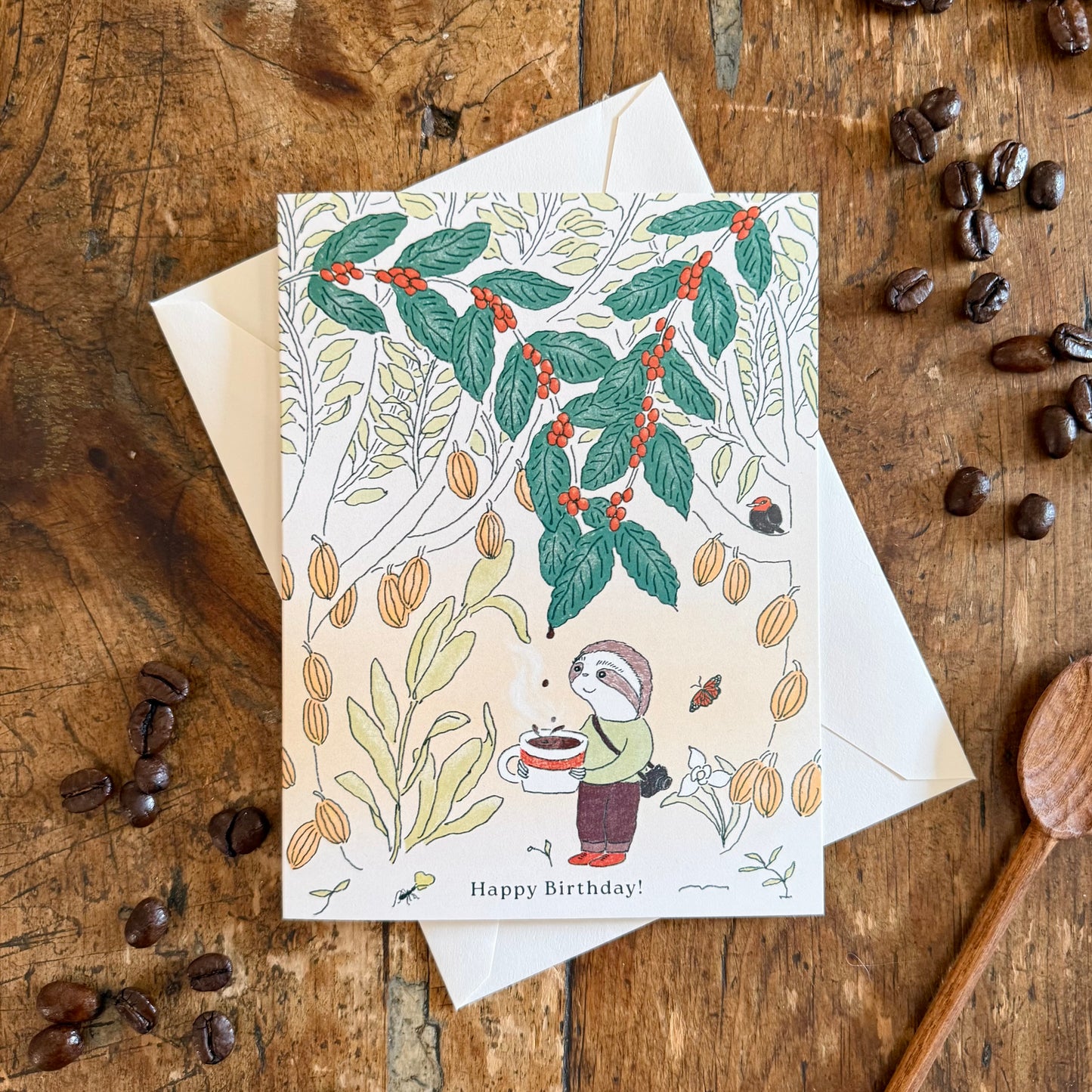 Coffee & Sloth EN/ES - Birthday Card