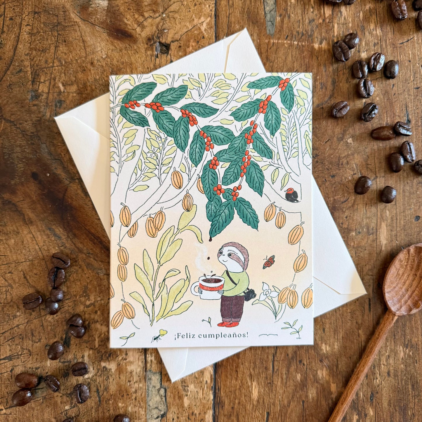 Coffee & Sloth EN/ES - Birthday Card