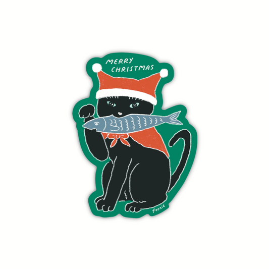 Black Christmas Cat Sticker