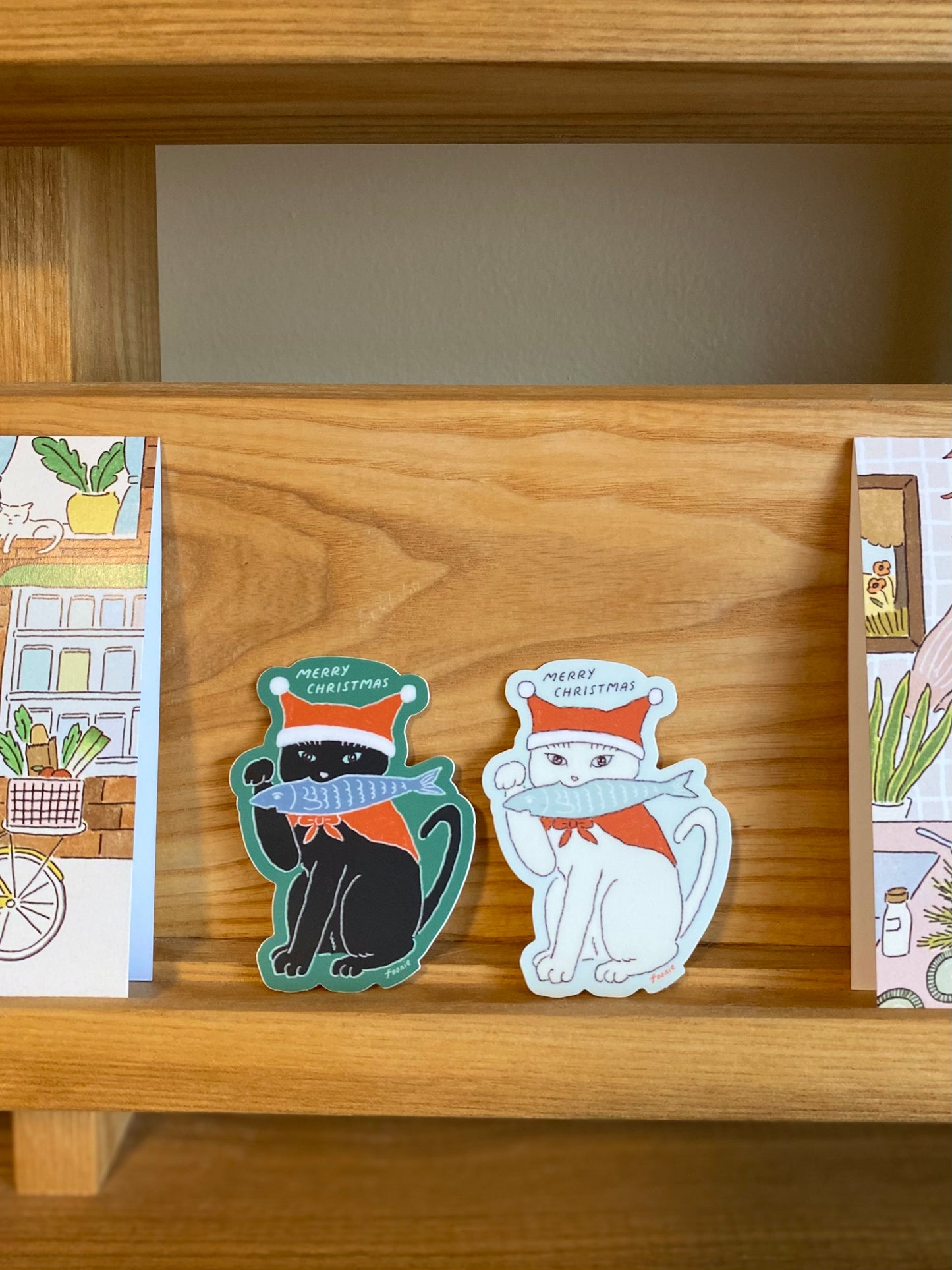 White Christmas Cat Sticker