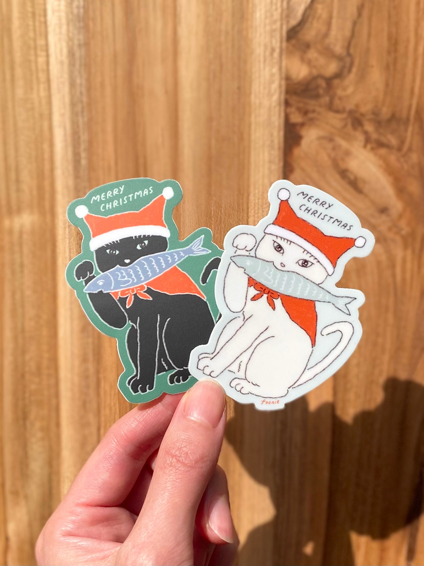 White Christmas Cat Sticker