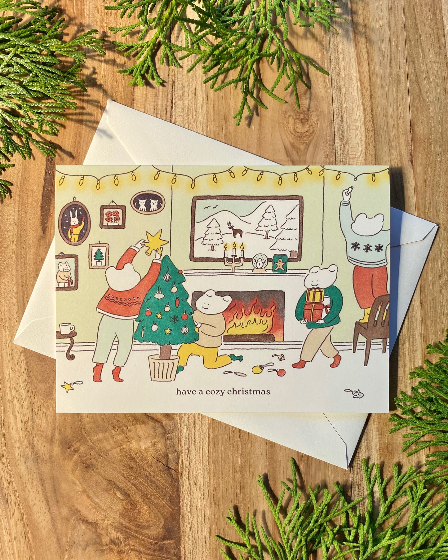 Holiday Card Set – Cozy Fireplace (Box of 8) EN/FR