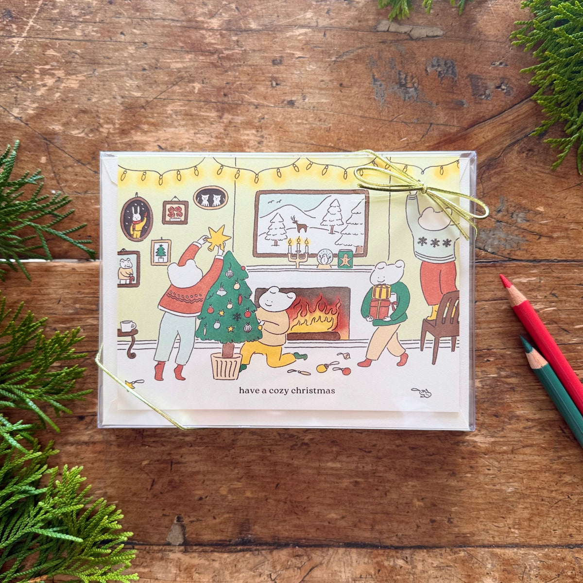Cozy Fireplace - Holiday Card Set (Box of 8) EN/FR