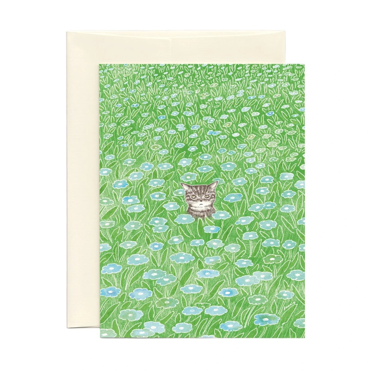 Cat in the Flower Field - Just Because Card