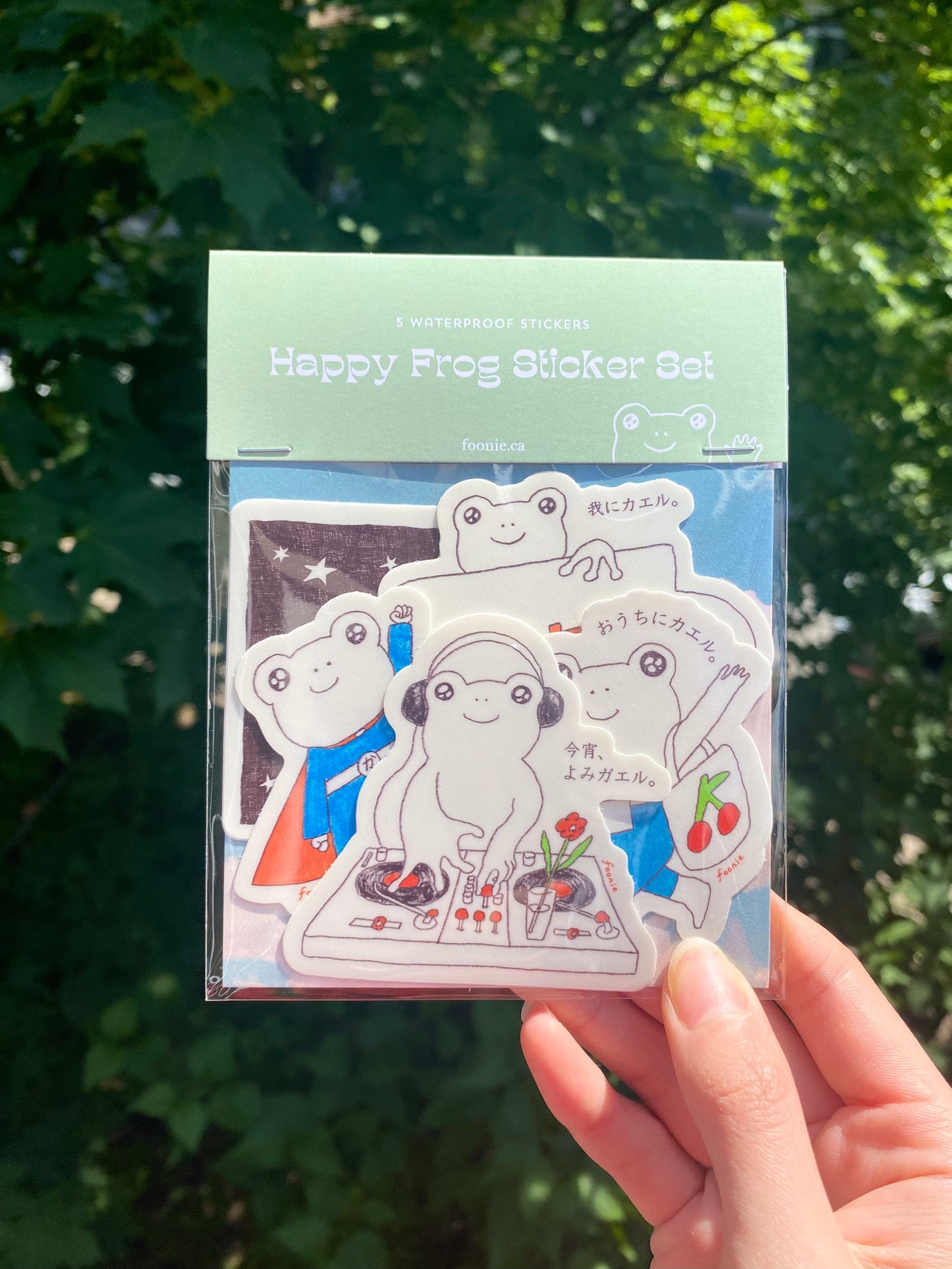 Happy Frog Sticker Set (5 Waterproof Stickers)