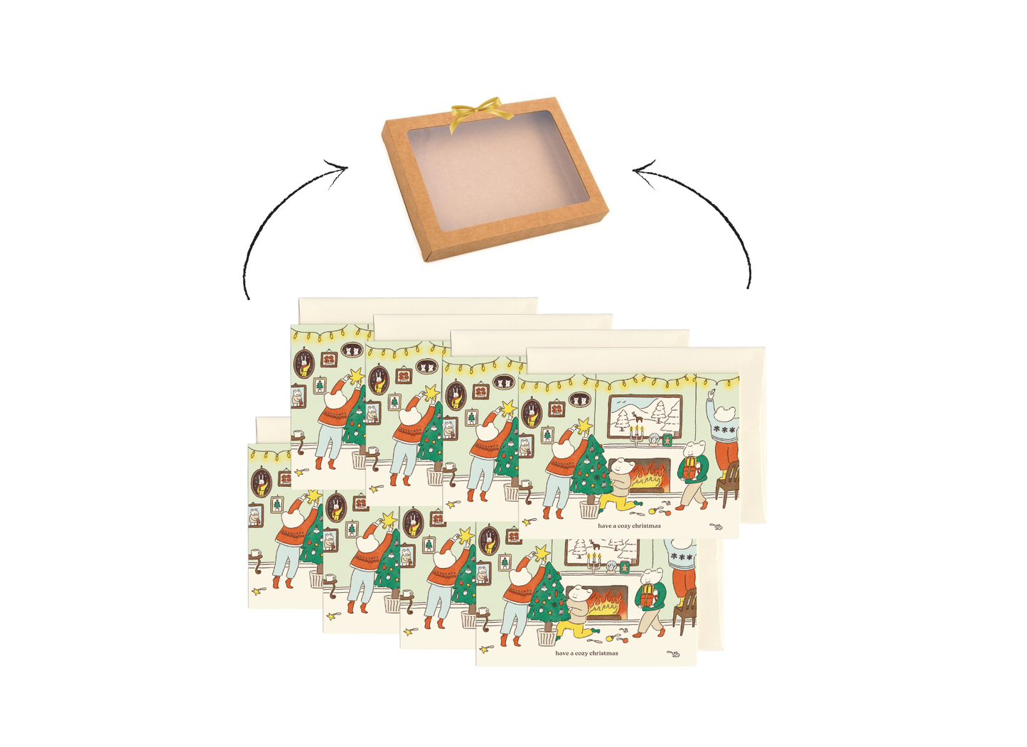 Holiday Card Set – Cozy Fireplace (Box of 8) EN/FR