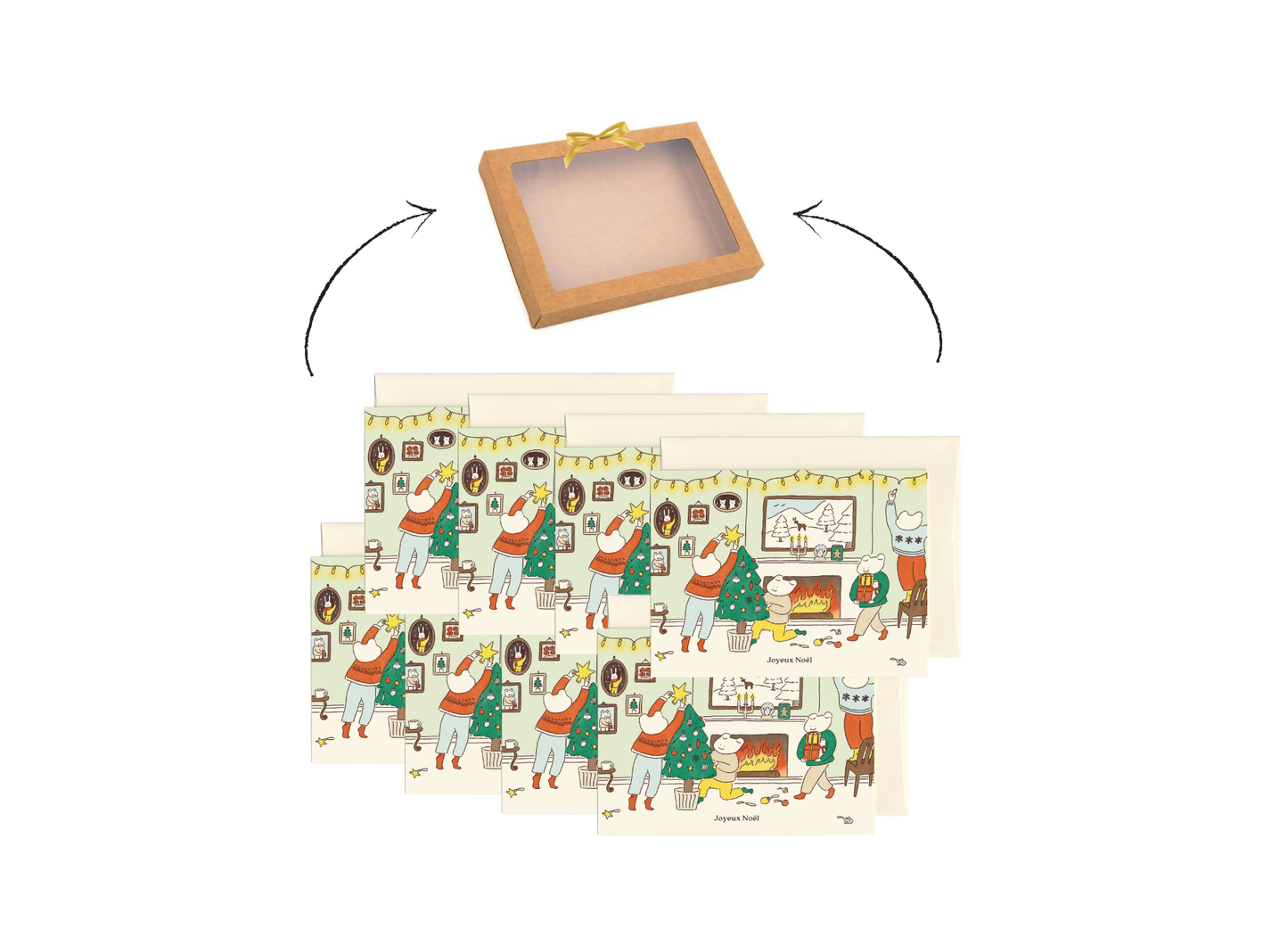 Holiday Card Set – Cozy Fireplace (Box of 8) EN/FR