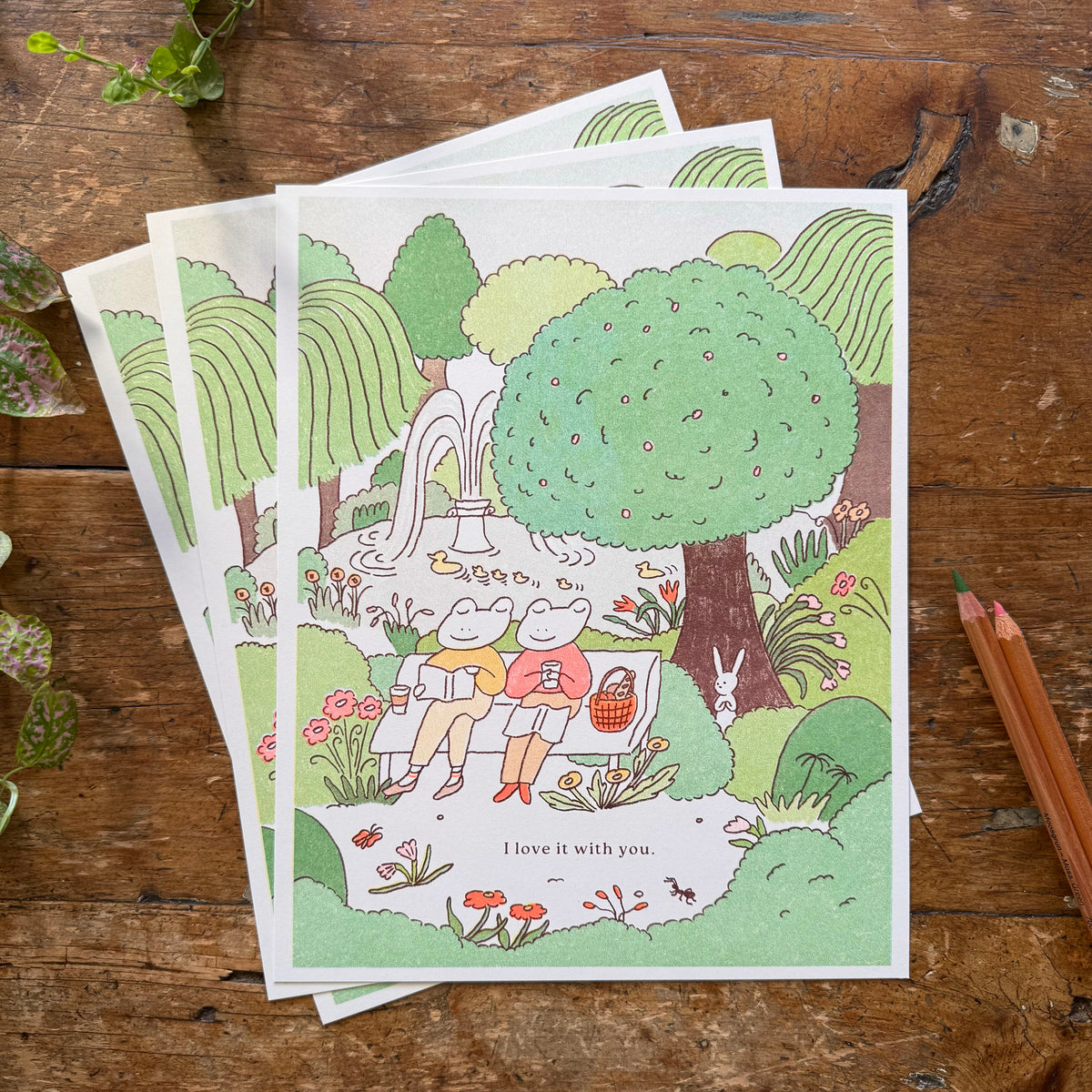 Peaceful Park Risograph Print 8 x 10"