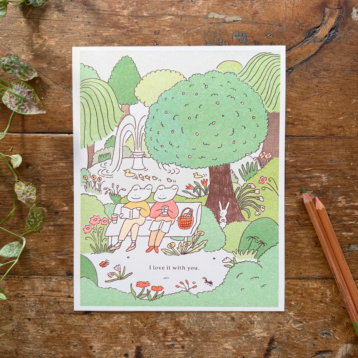 Peaceful Park Risograph Print 8 x 10"