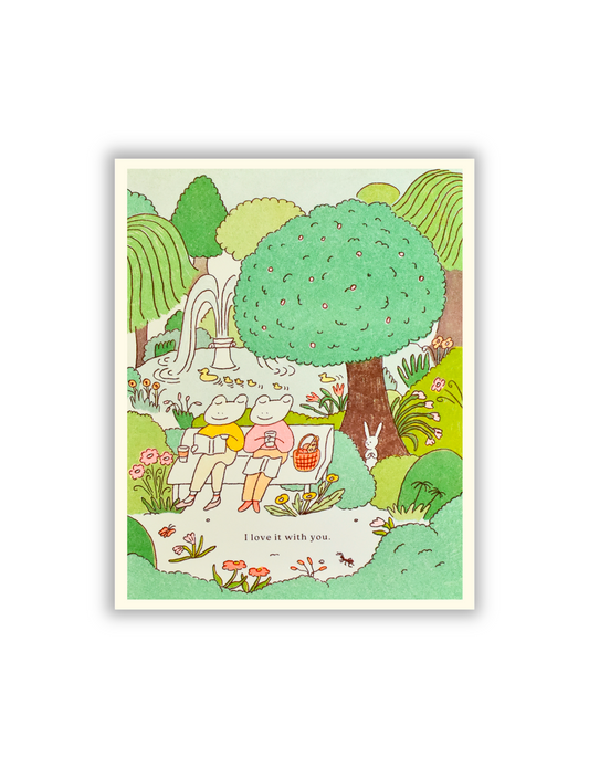 Peaceful Park Risograph Print 8 x 10"