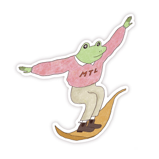 The Surfing Frog in Montreal Sticker