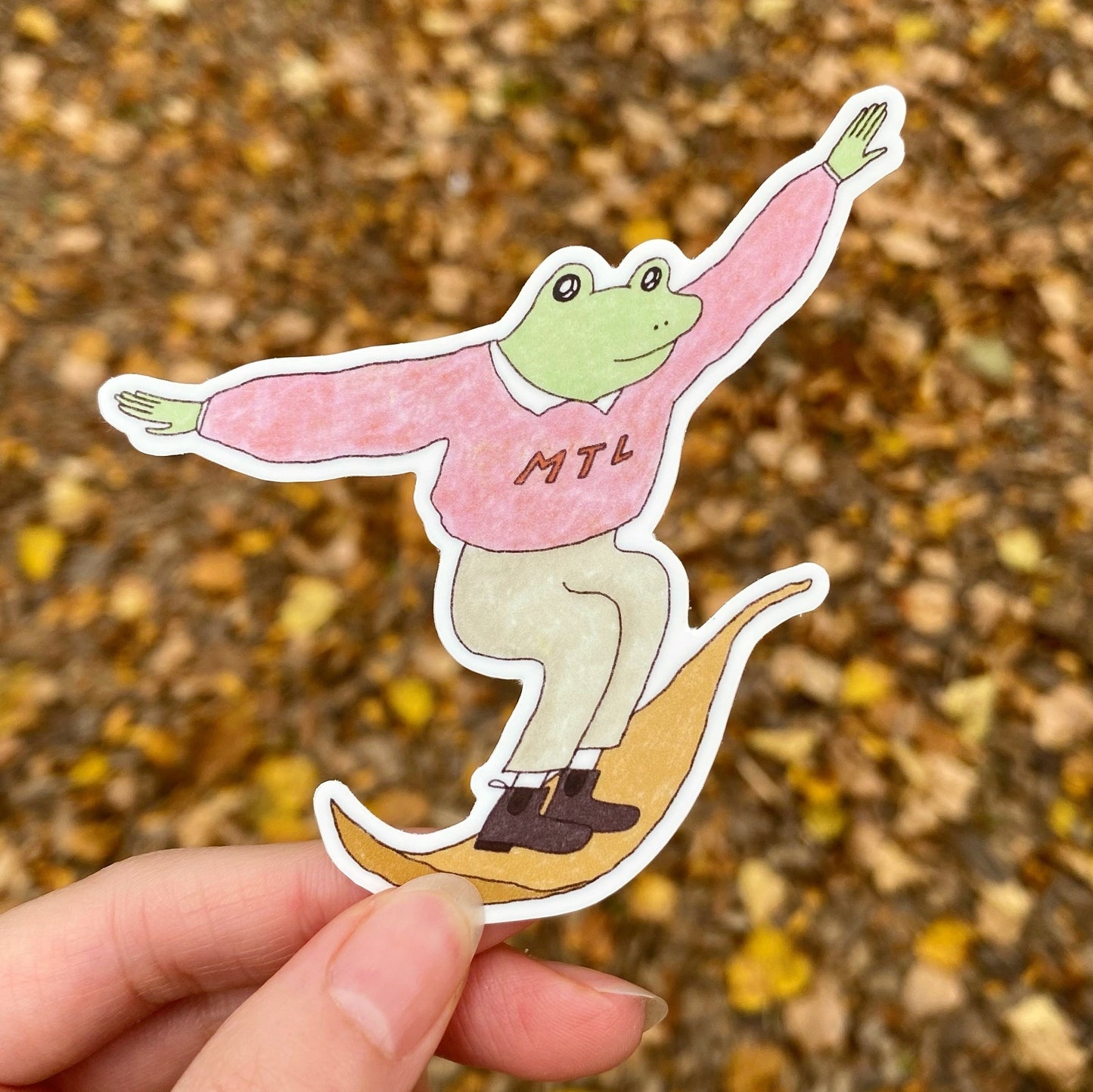 The Surfing Frog in Montreal Sticker