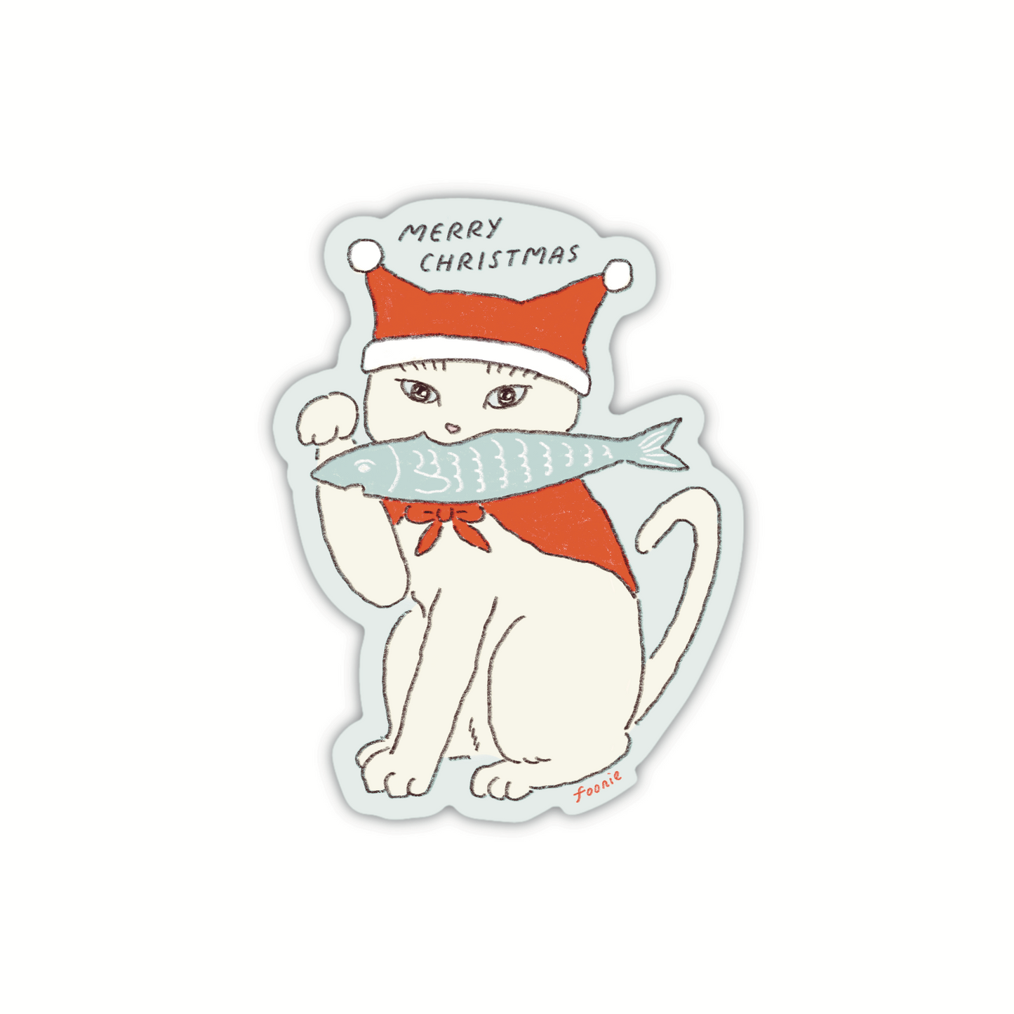 White Christmas Cat Sticker
