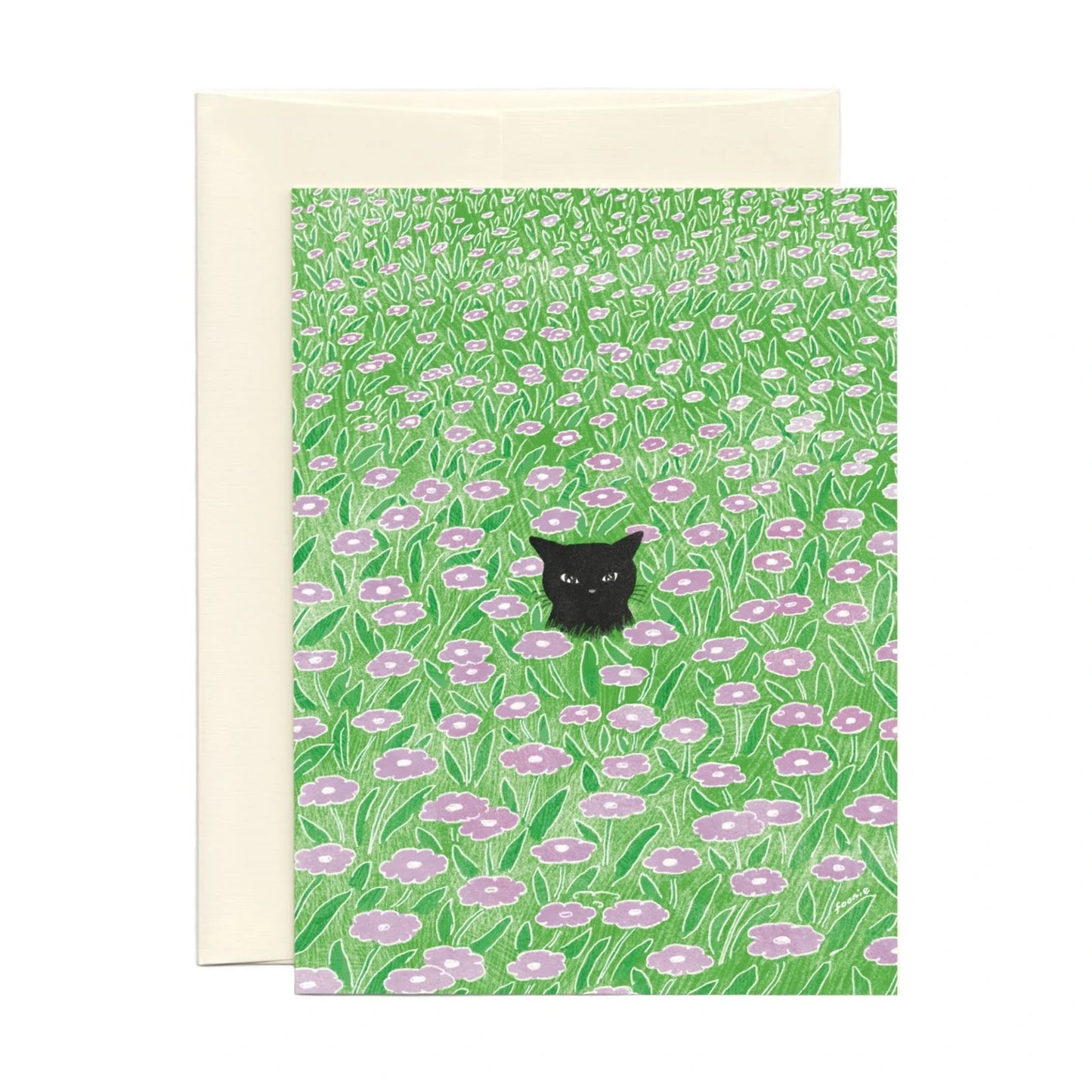 Cat in the Flower Field - Just Because Card