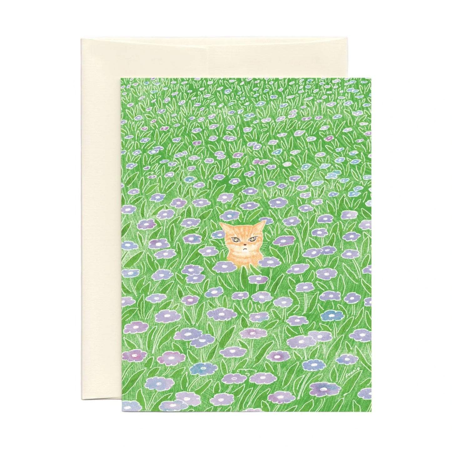 Cat in the Flower Field - Just Because Card