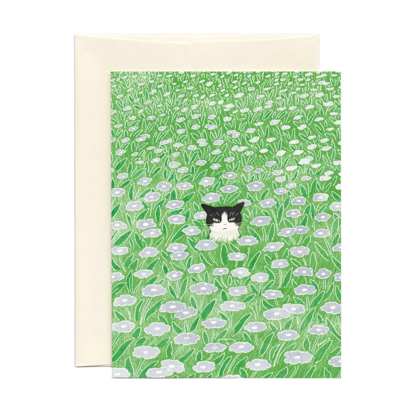 Cat in the Flower Field - Just Because Card