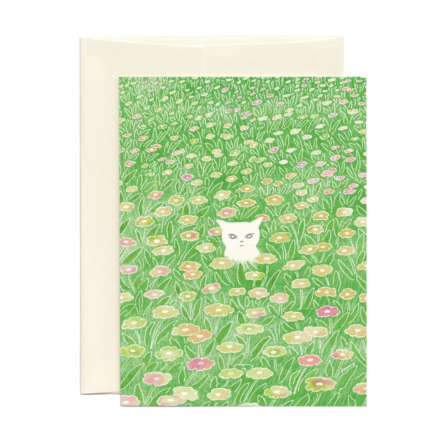 Cat in the Flower Field - Just Because Card