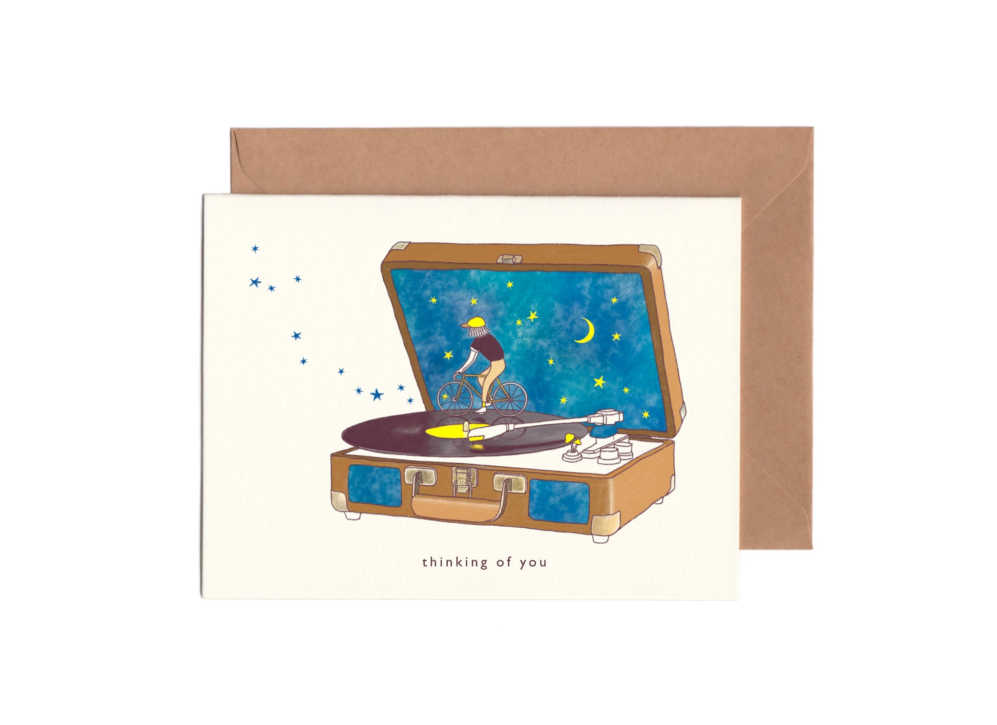 Dreamy Thinking of You Card with a record player