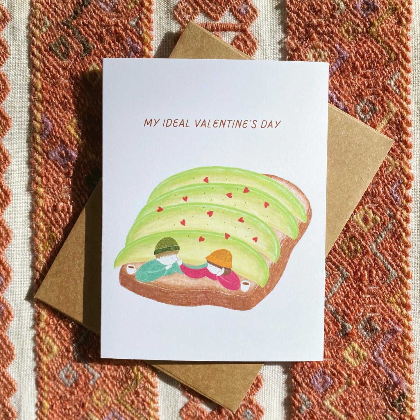 Cute Valentine's Day Card with an Avocado Toast and Coffee Lovers
